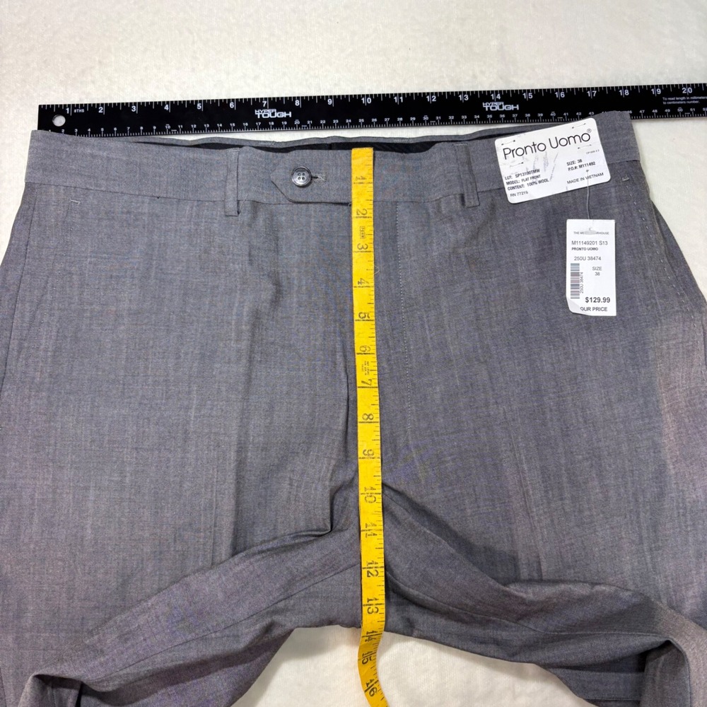 Pronto Uomo Mens Gray 100% Wool Flat Front Modern Fit Dress Pants Size 38 NEW - Picture 5 of 9